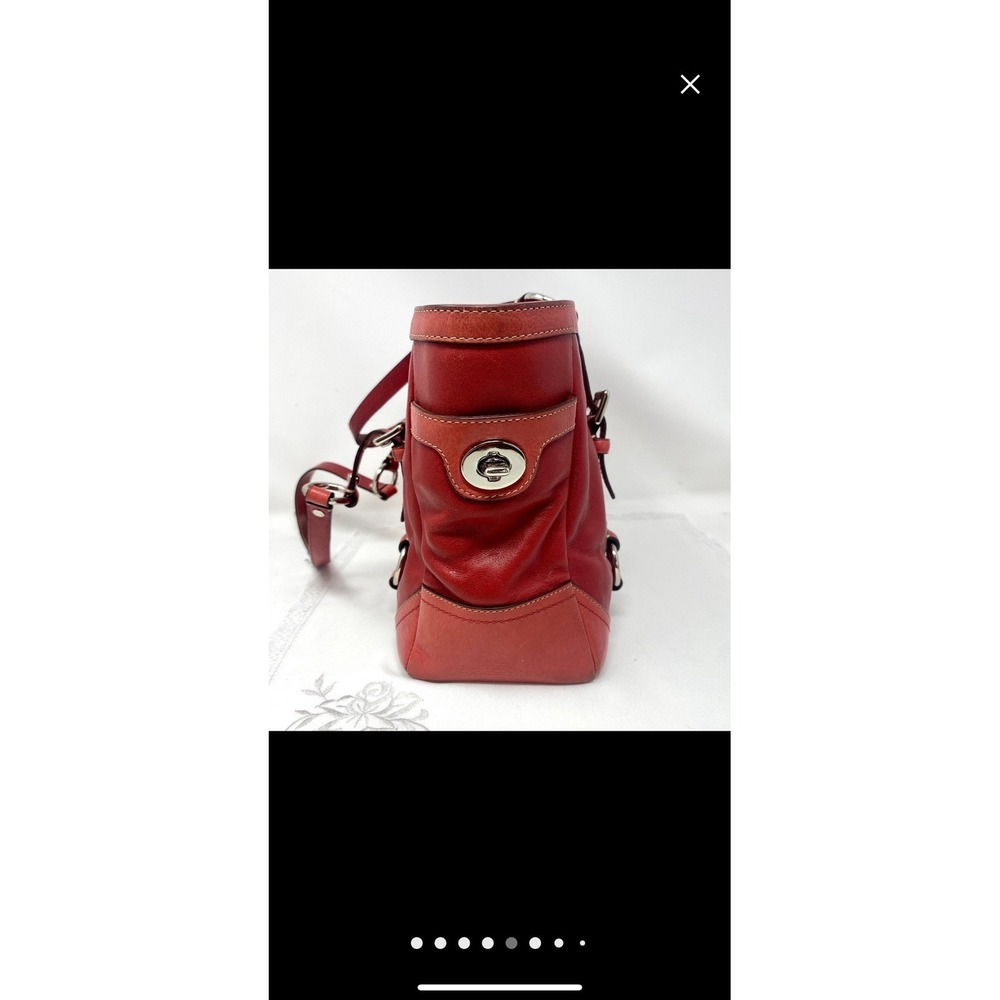 VINTAGE COACH Red Leather Gallery East West Tote Handbag Satchel Purse F12343 - Picture 9 of 11
